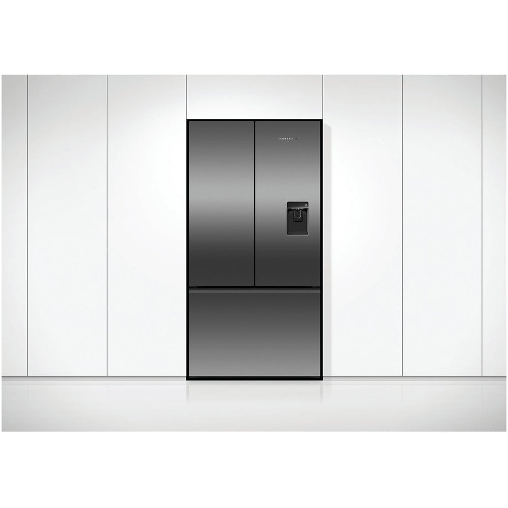 Fisher And Paykel RF540ANUB6 Series 7 Freestanding Plumbed-In American Fridge Freezer Stainless Steel Black Steel