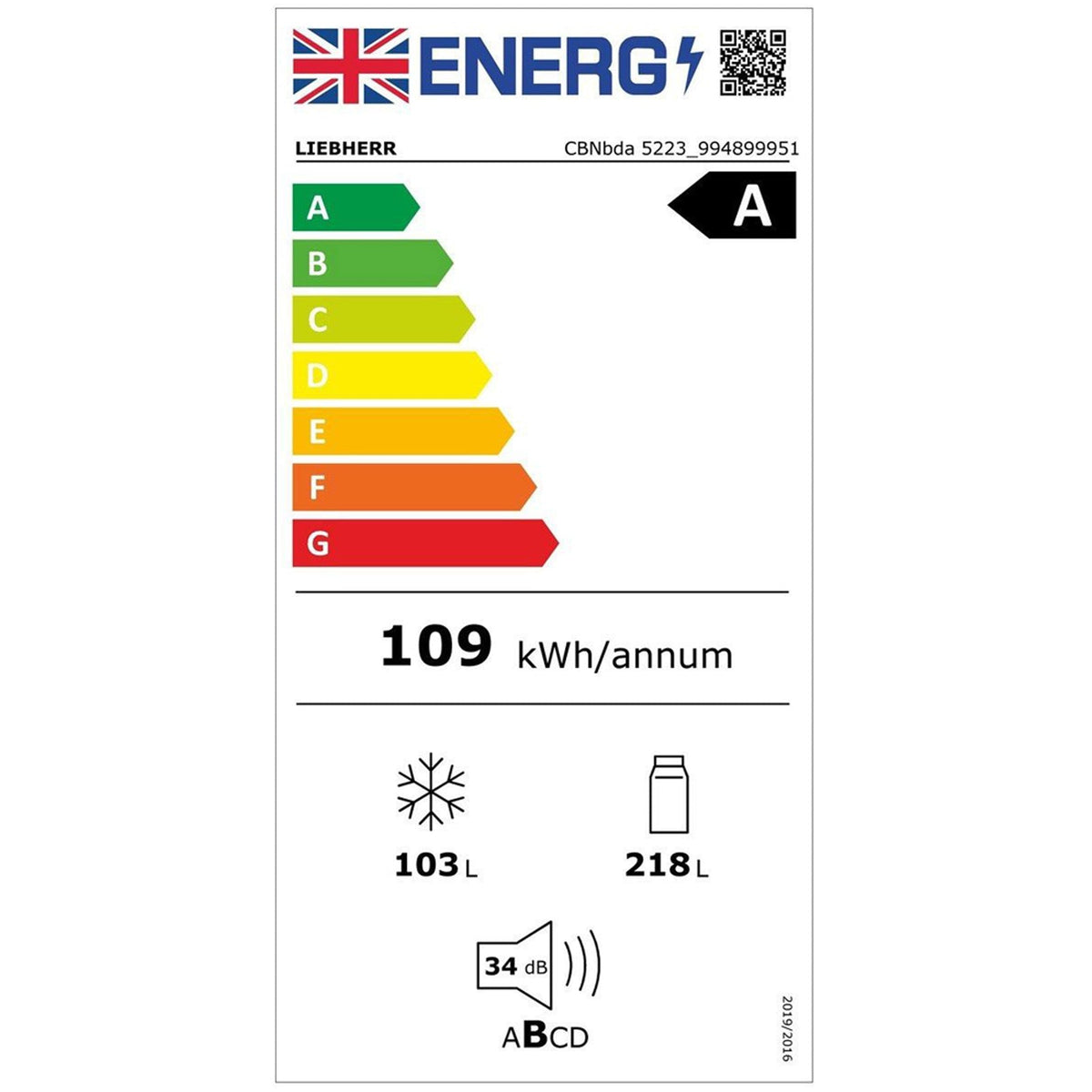 Liebherr CBNBDA 5223 Plus 60cm BioFresh No Frost Fridge Freeze Black