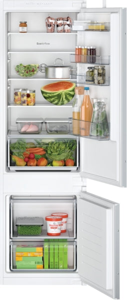 Bosch Series 2 KIV87NSE0G Low Frost Built In Fridge Freezer With Sliding Hinge White