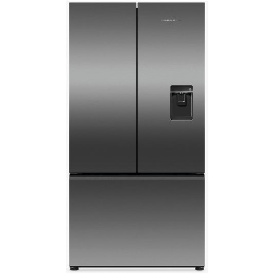 Fisher And Paykel RF540ANUB6 Series 7 Freestanding Plumbed-In American Fridge Freezer Stainless Steel Black Steel