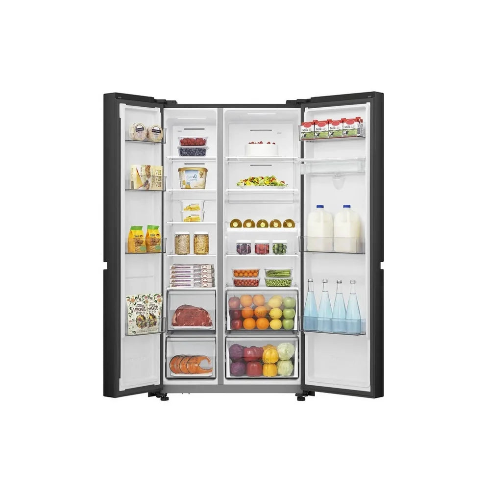 Hisense RS840N4WFE Freestanding Frost Free American Fridge Freezer Black Stainless Steel