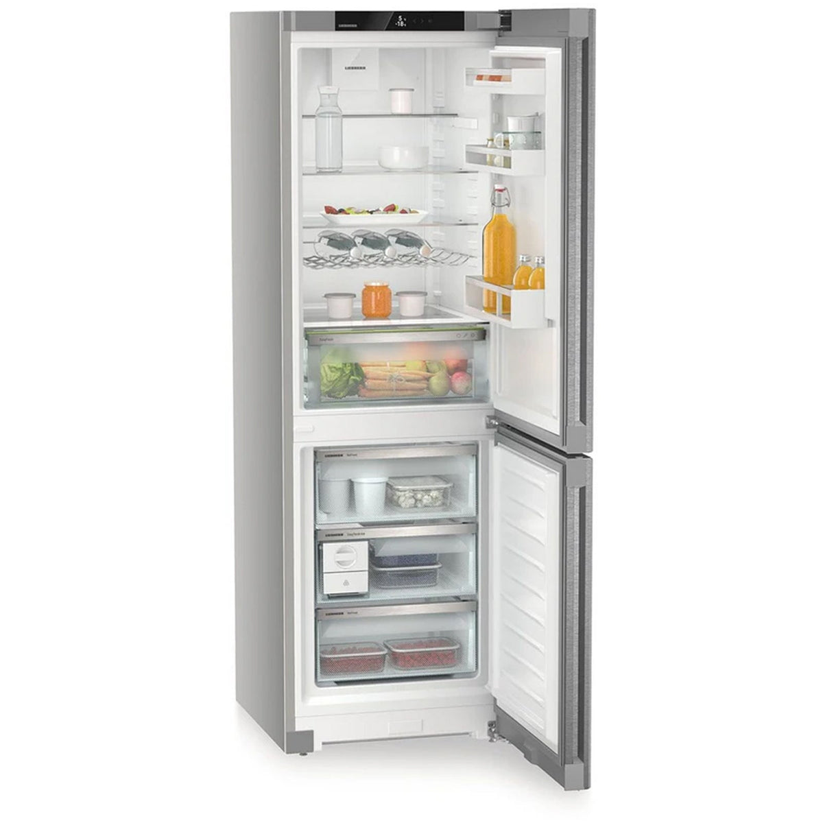 Liebherr Plus CNSDB5223 60cm No Frost Freestanding 70/30 Fridge Freezer Stainless Steel