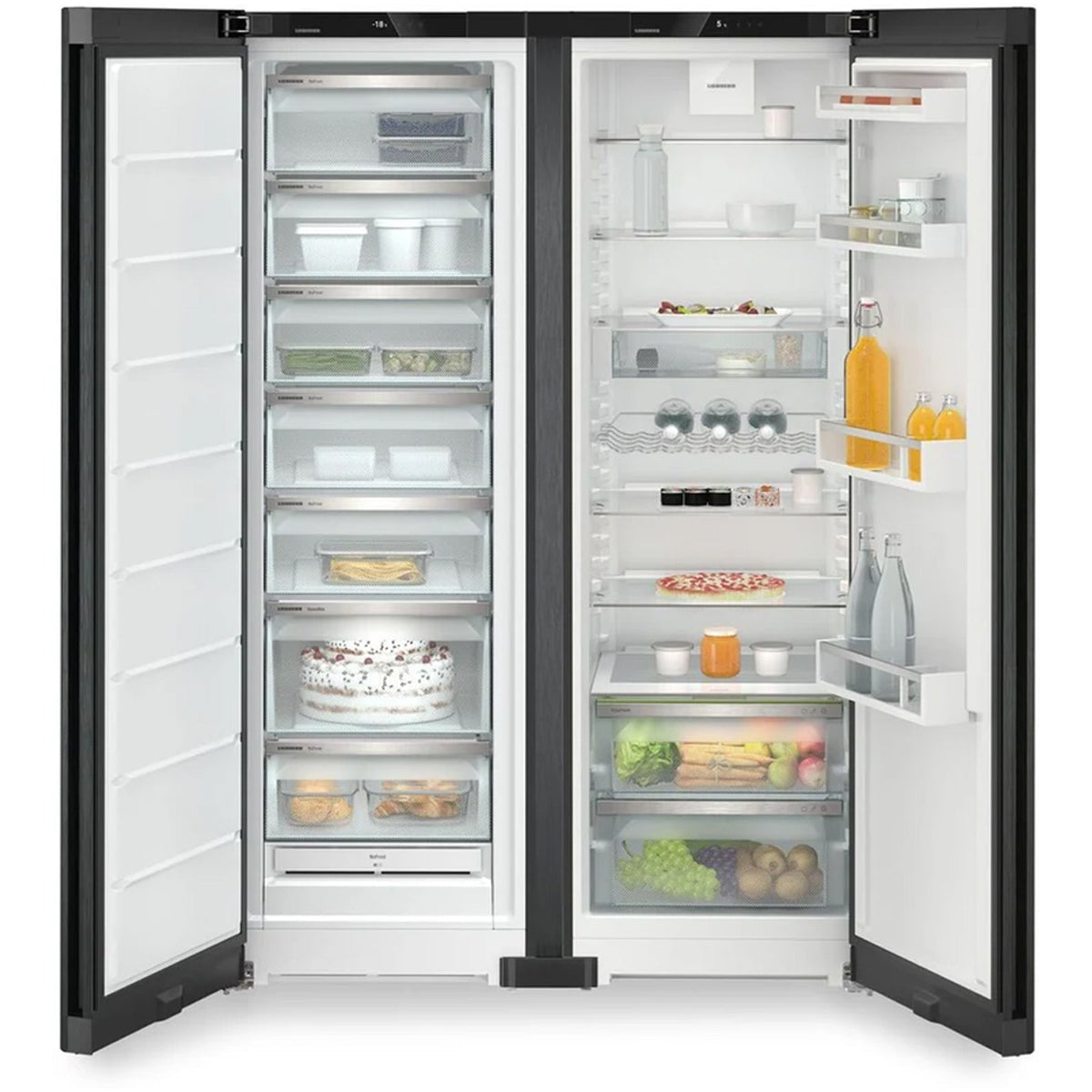 Liebherr XRFBD5220 677L Freestanding No Frost Black Side by Side Fridge Freezer in Black Steel