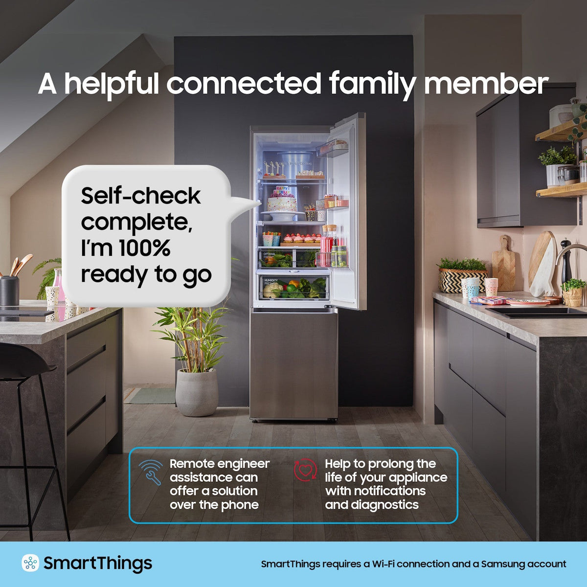 Samsung RB34C632ESAEU Series 7 SpaceMax 341L Freestanding Tall Fridge Freezer Silver
